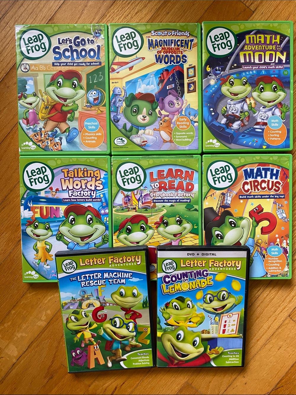 LeapFrog Kids Learning DVD Collection Early Learning Math Reading set of 8